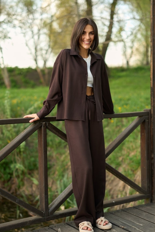 LIANA PALAZZO Linen Set chocolate